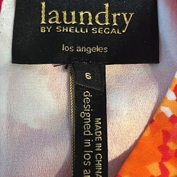 Laundry by Shelli Segal Pink Orange White Print Halter Dress Size 6 - Picture 13 of 14